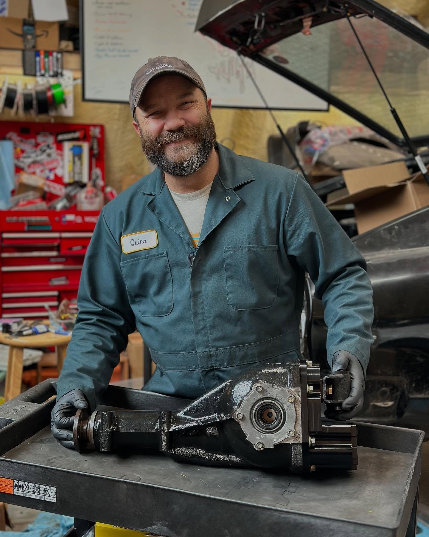 Quinn Walton rebuilding a differential in his garage