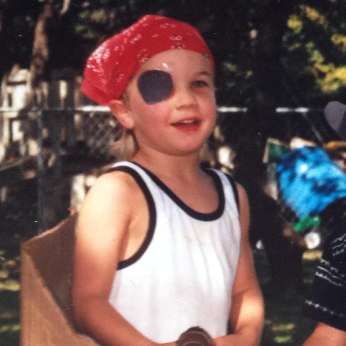 Quinn dressed as a pirate as a child
