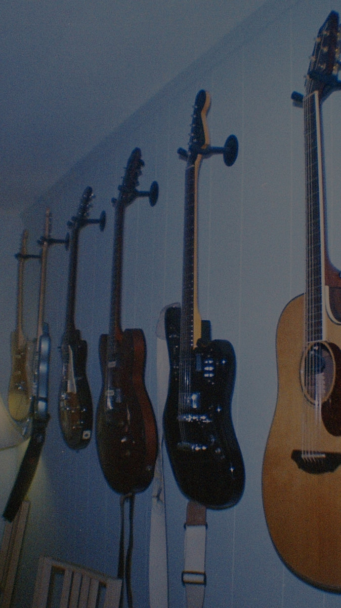 A wall of guitars in Quinn's music room